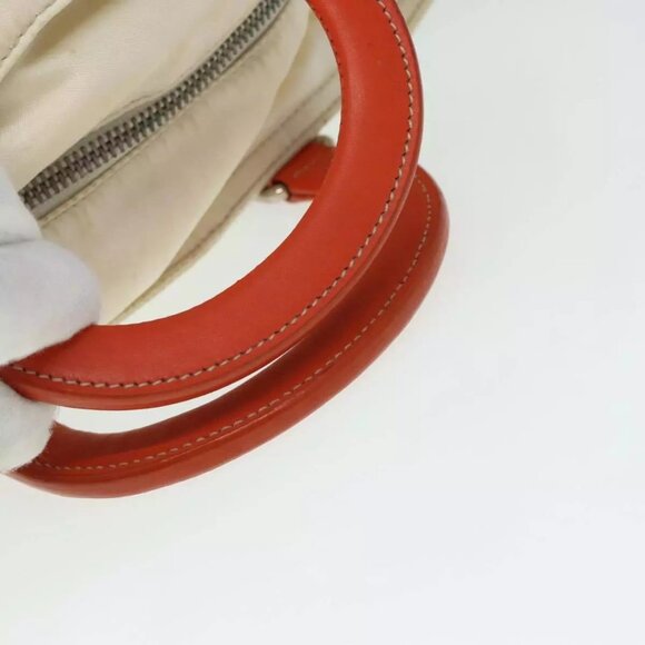 PRADA Hand Bag Nylon 2way Cream Silver Auth 89096 - Picture 8 of 16